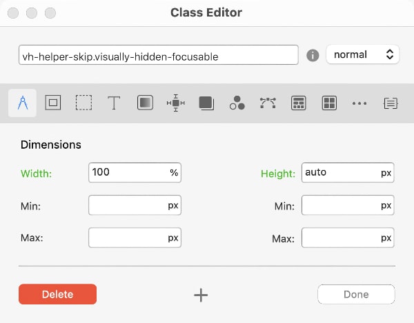 Vh Helper example styling in class editor